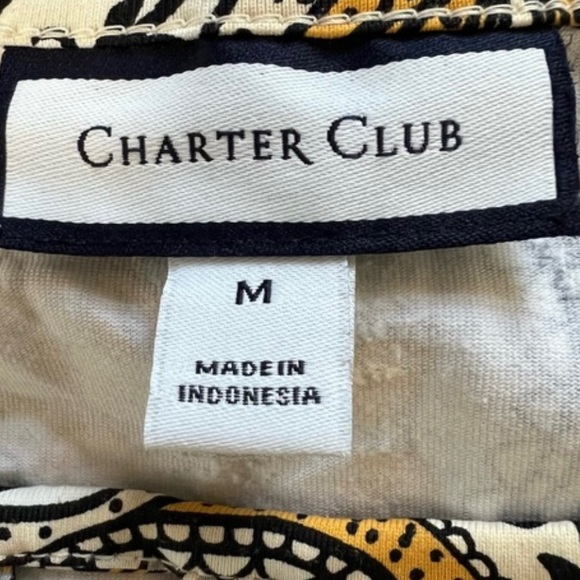 4/$24 Charter Club Mosaic Print Key Hole Yellow Black and‎ White Blouse - Picture 8 of 9